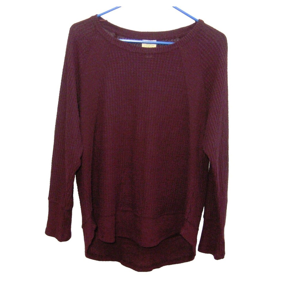 TELLURIDE Clothing Co Women's (Size Medium) Burgundy Red Waffle Knit Sweater Top